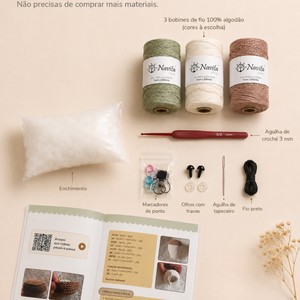 Kit O meu 1º Amigurumi 3 Níveis — Aprende do Zero (Iniciante ao Avançado)