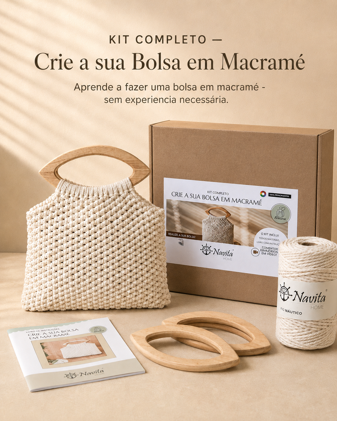 Kit Completo — Crie a sua Bolsa em Macramé