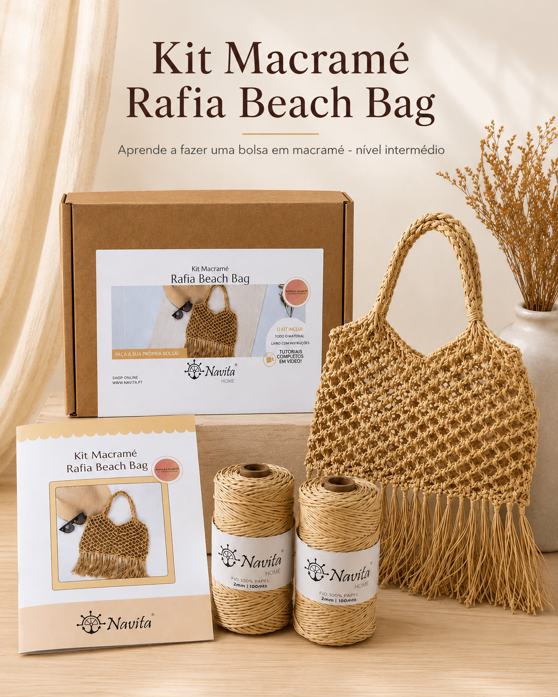 Kit Macramé Rafia Beach Bag