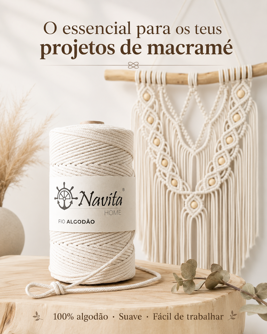 Fio Entrançado Algodão Natural