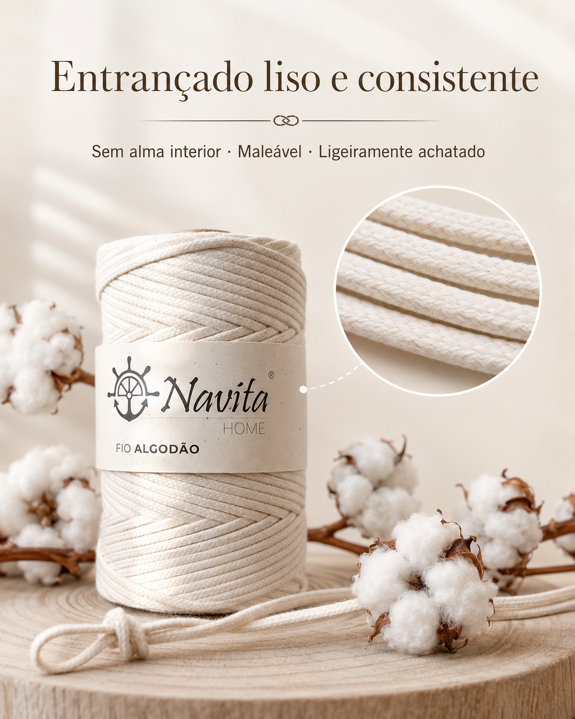 Fio Entrançado Algodão Natural