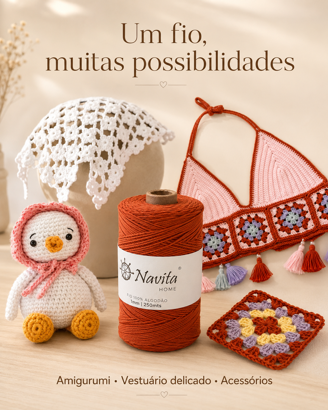Fio 100% Algodão Amigurumi 1mm