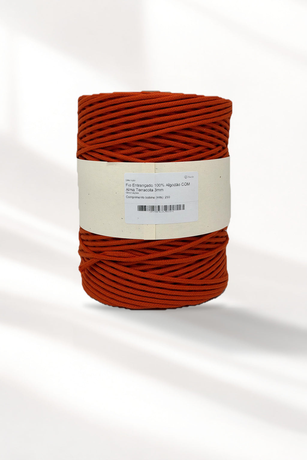 Fio Entrançado de Algodão com alma Terracota - 3mm - ~250mts [OPORTUNIDADE]
