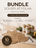 Bundle 10 Sousplat Folha em Croché - Fio Náutico Torcido 2mm + Agulha 4mm